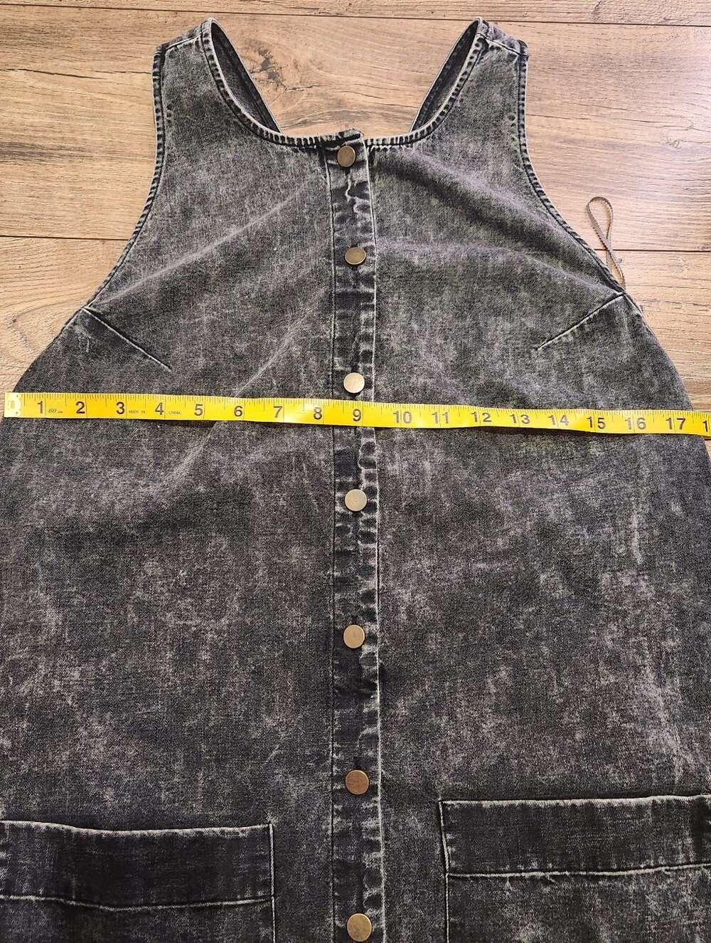 Free People Wilderado Western Dark Gray Denim Button-Front Dress Medium - Picture 10 of 11